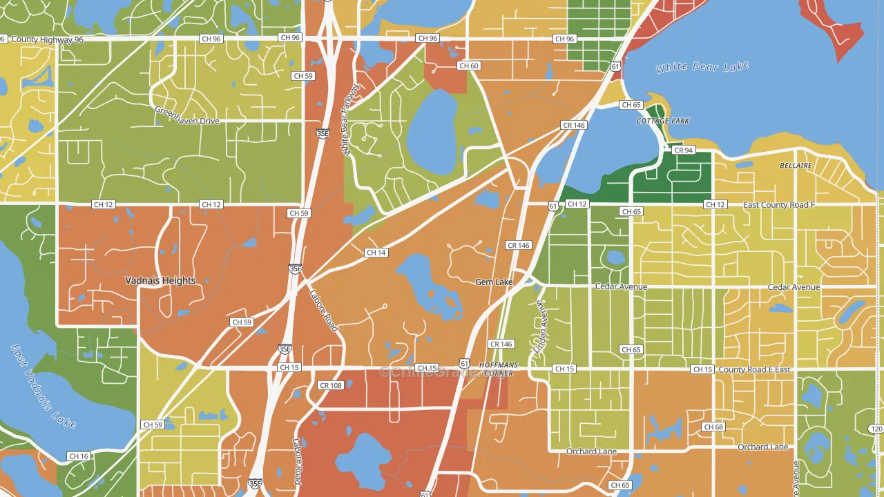 Gem Lake, MN Map of Theft Rates