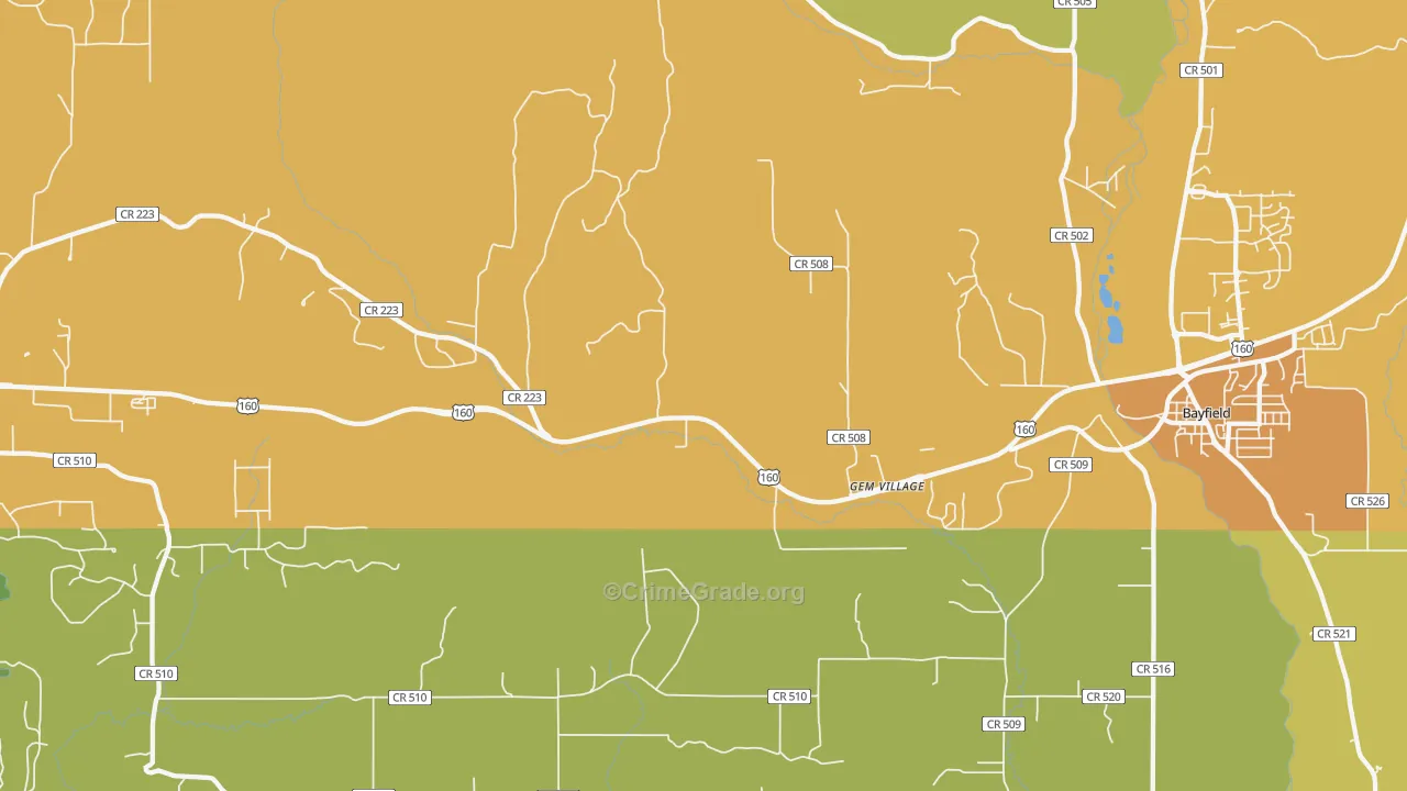 Gem Village, CO Map of Theft Rates
