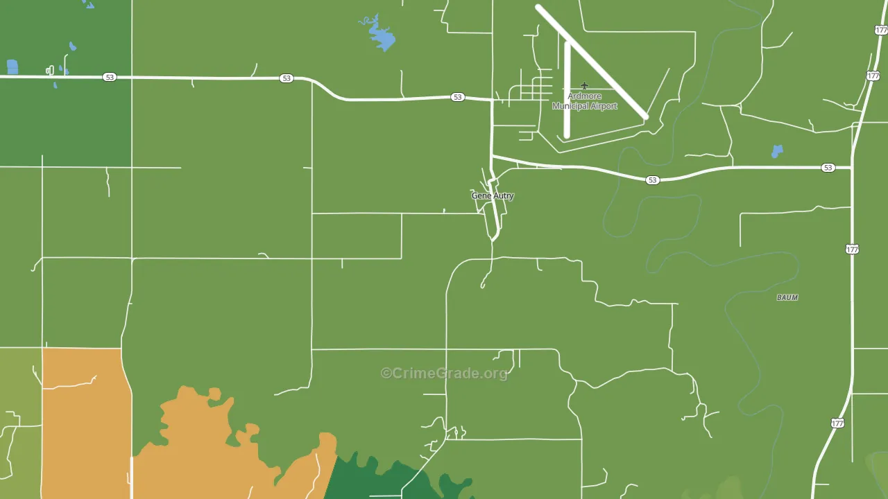 Gene Autry, OK Map of Theft Rates