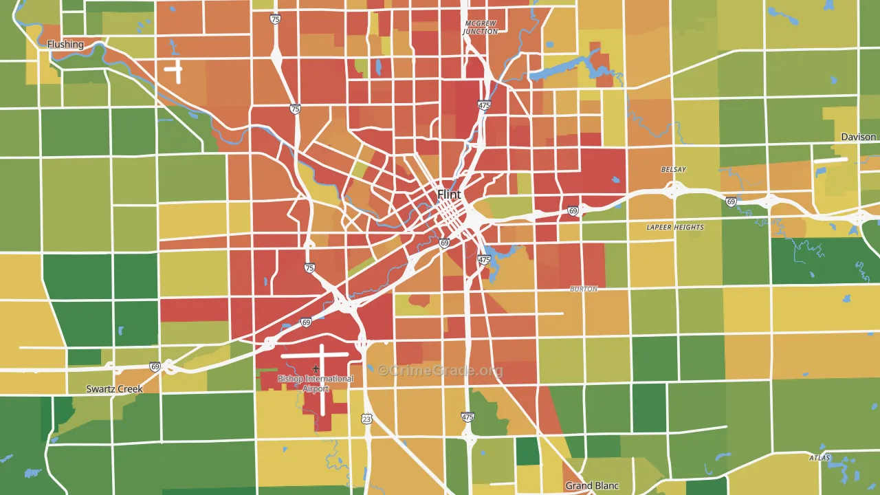 Genesee County, MI Map of Theft Rates