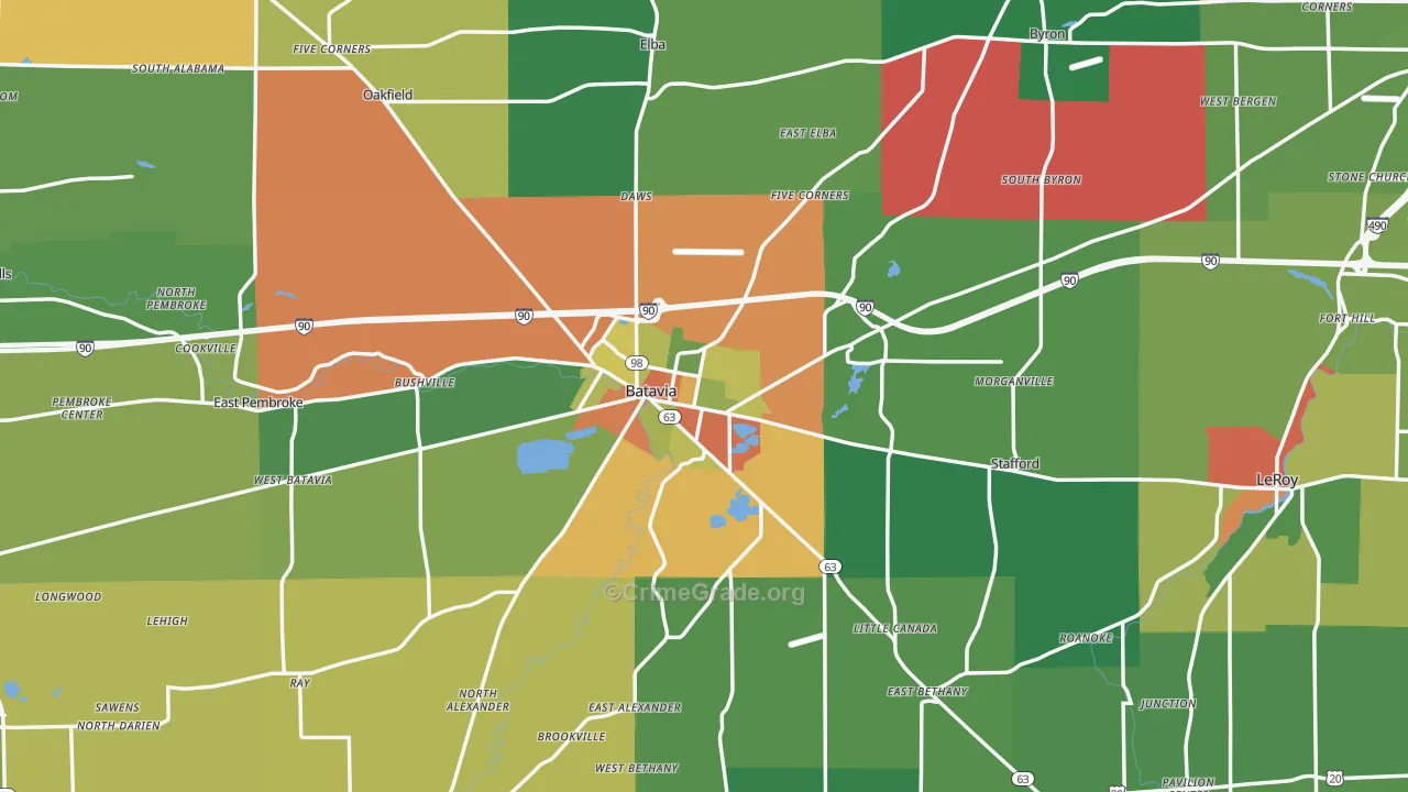 Genesee County, NY Map of Theft Rates