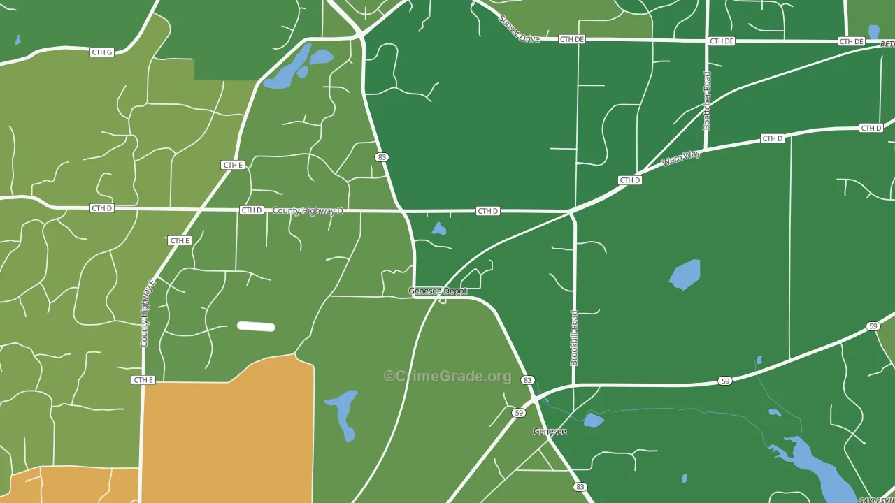 Genesee Depot, WI Map of Theft Rates