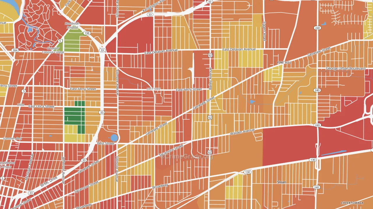 Genesee Moselle, Buffalo, NY Map of Theft Rates