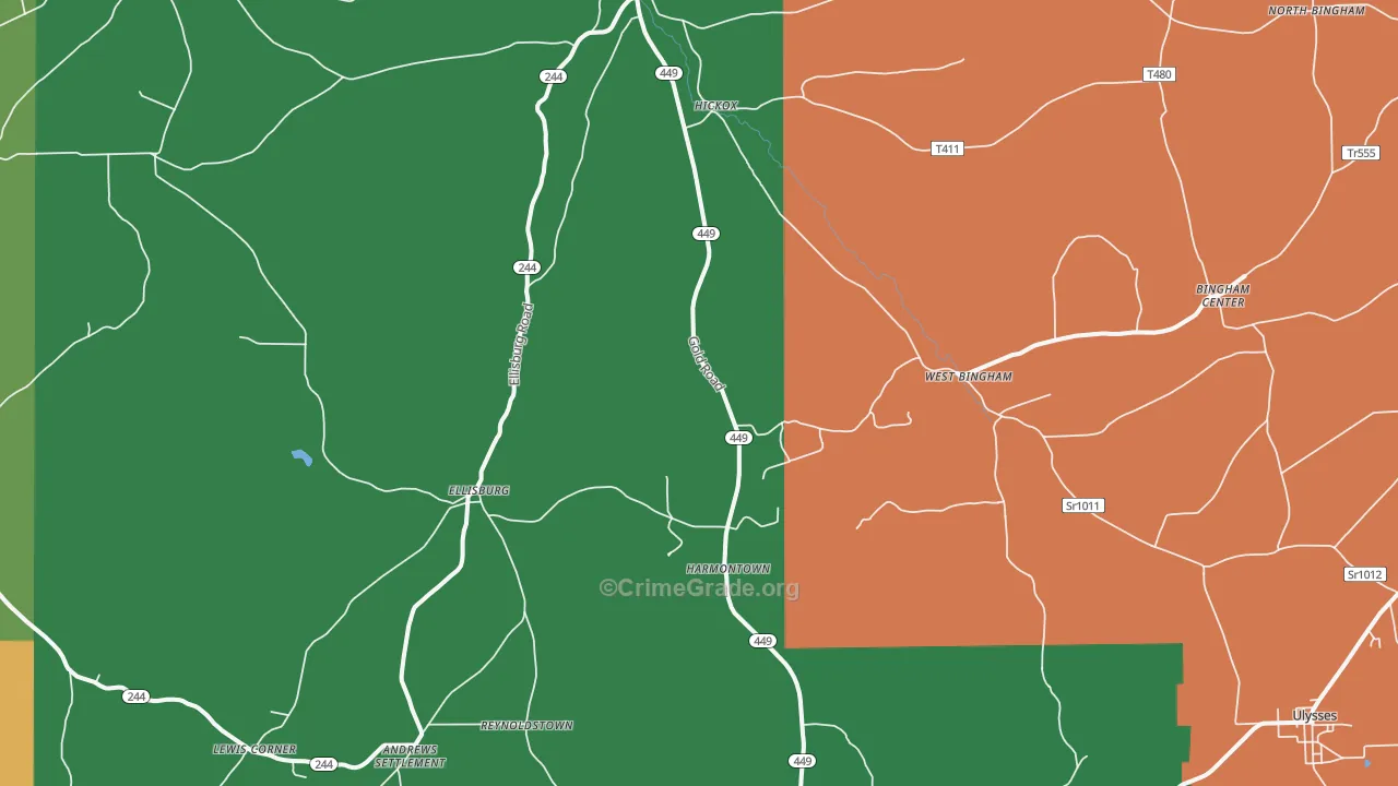 Genesee, PA Map of Theft Rates