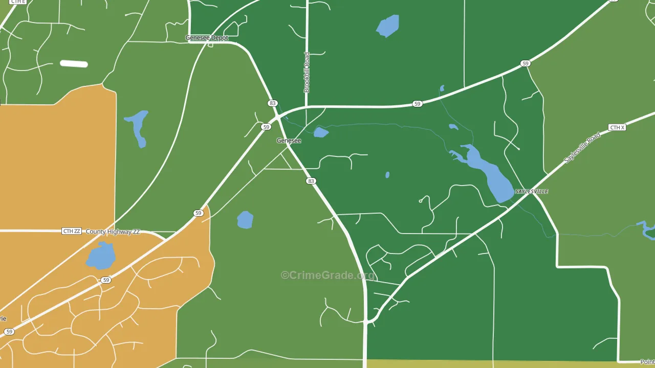Genesee, WI Map of Theft Rates