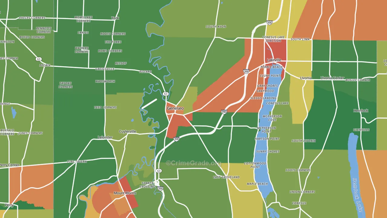 Geneseo, NY Map of Theft Rates