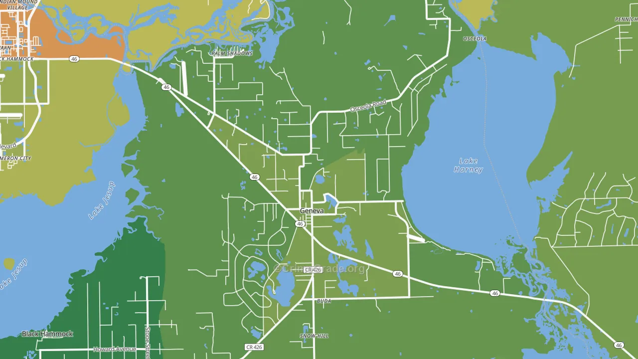 Geneva, FL Map of Theft Rates