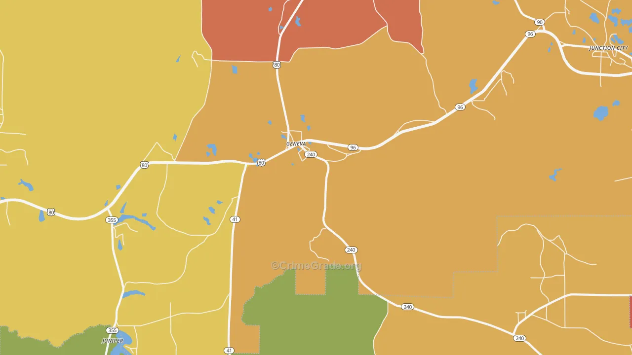 Geneva, GA Map of Theft Rates