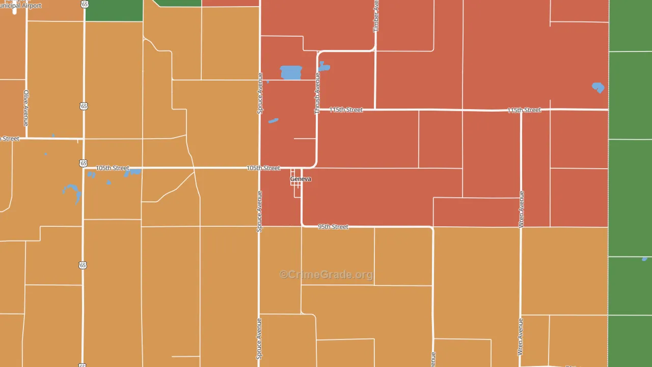 Geneva, IA Map of Theft Rates