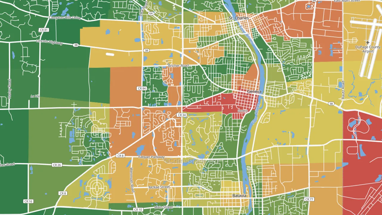 Geneva, IL Map of Theft Rates