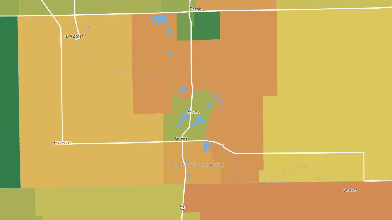 Geneva, IN Map of Theft Rates