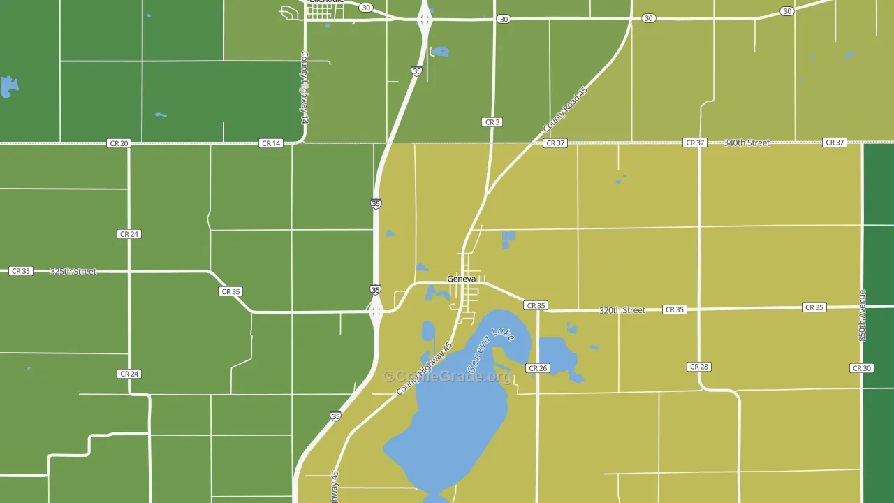Geneva, MN Map of Theft Rates