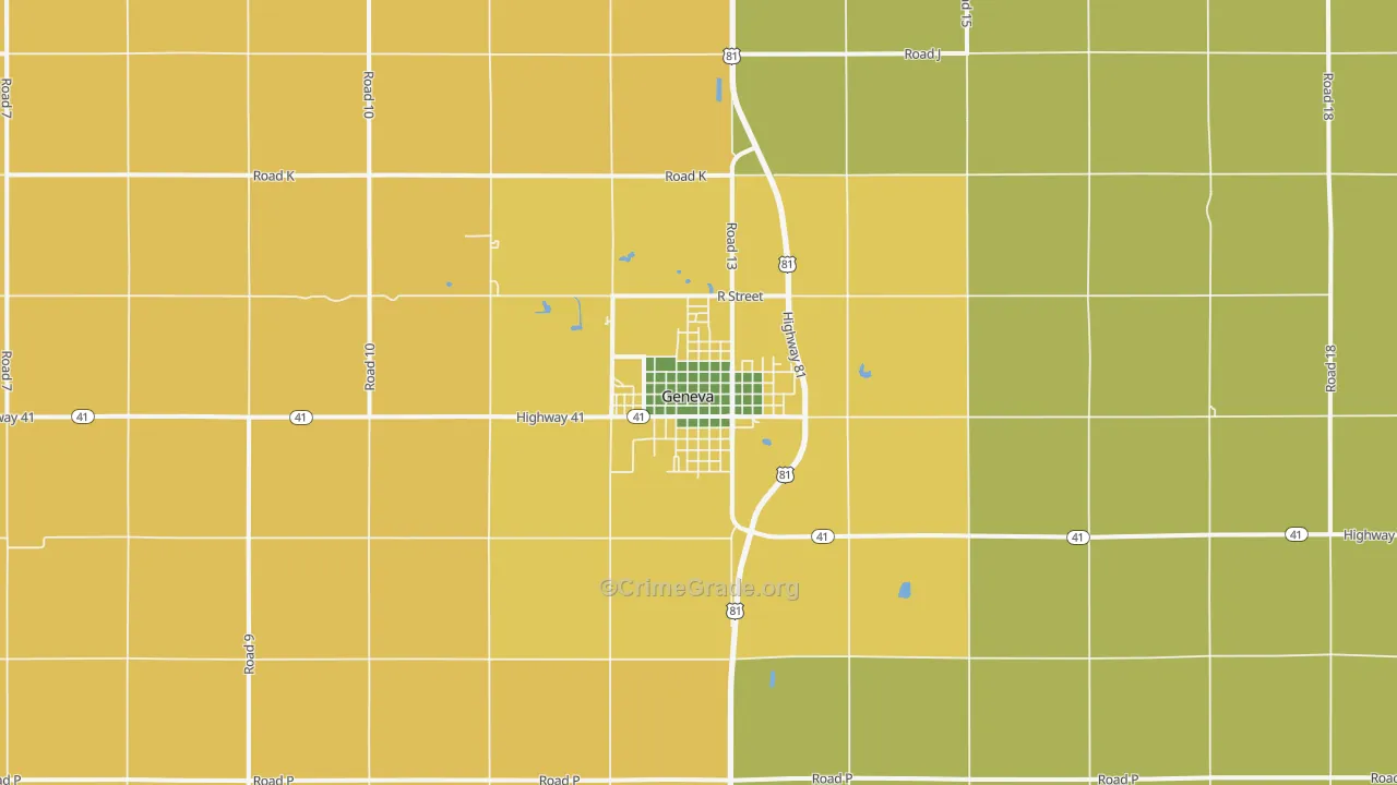 Geneva, NE Map of Theft Rates