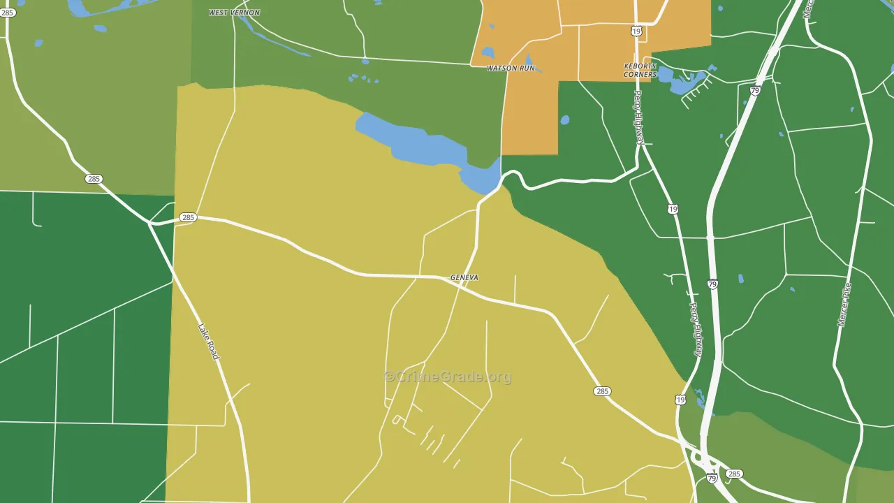 Geneva, PA Map of Theft Rates