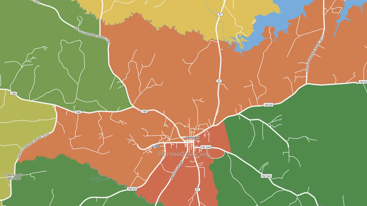 Geneva, TX Map of Theft Rates