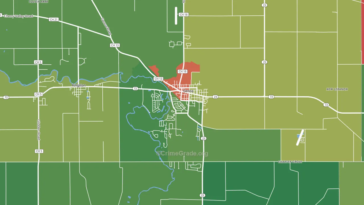 Genoa, IL Map of Theft Rates