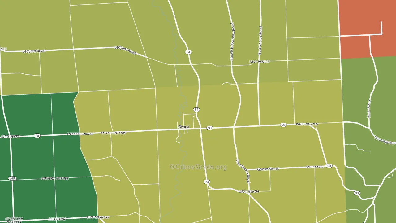 Genoa, NY Map of Theft Rates