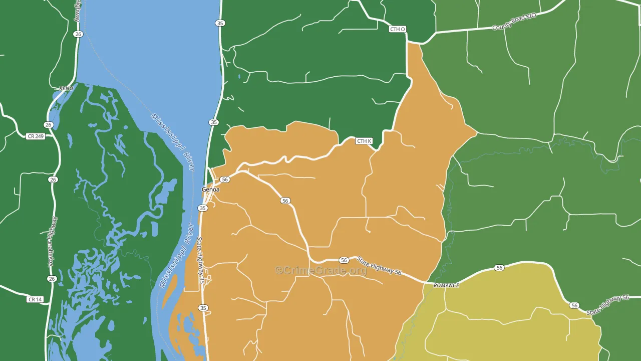 Genoa, WI Map of Theft Rates