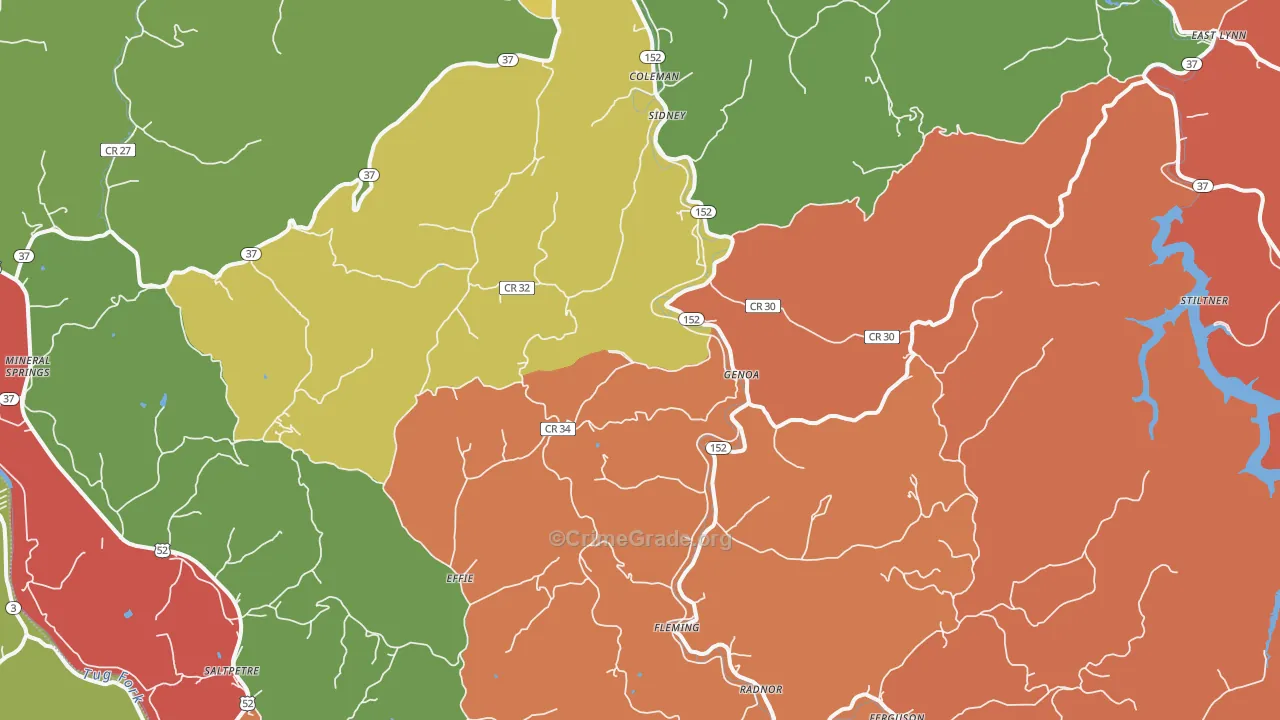 Genoa, WV Map of Theft Rates
