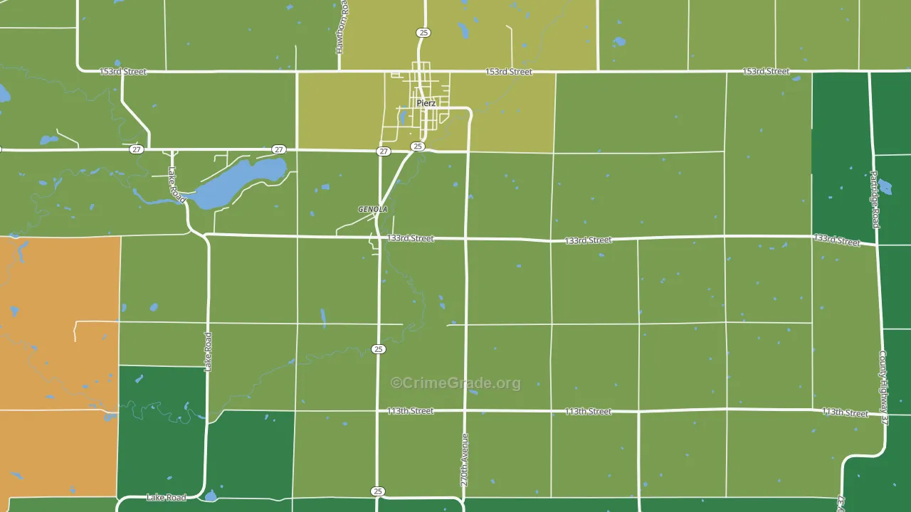Genola, MN Map of Theft Rates