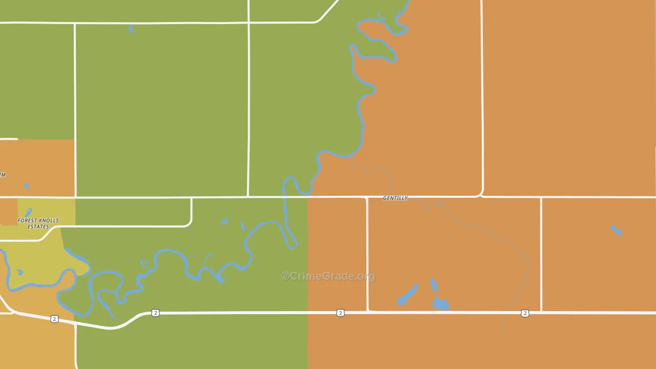 Gentilly, MN Map of Theft Rates