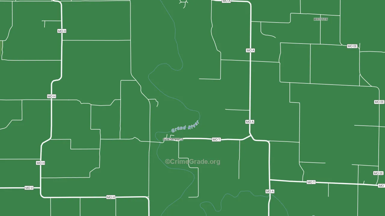 Gentryville, MO Map of Theft Rates