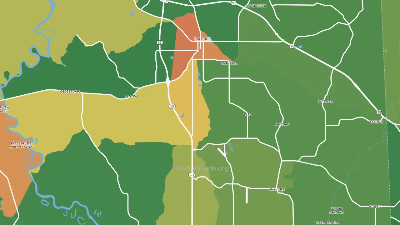 George County, MS Map of Theft Rates