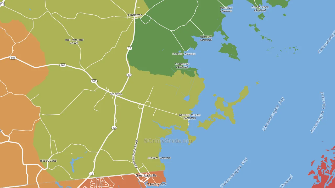 George Island Landing, MD Map of Theft Rates