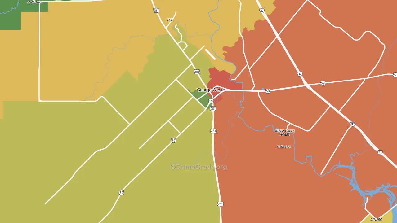George West, TX Map of Theft Rates