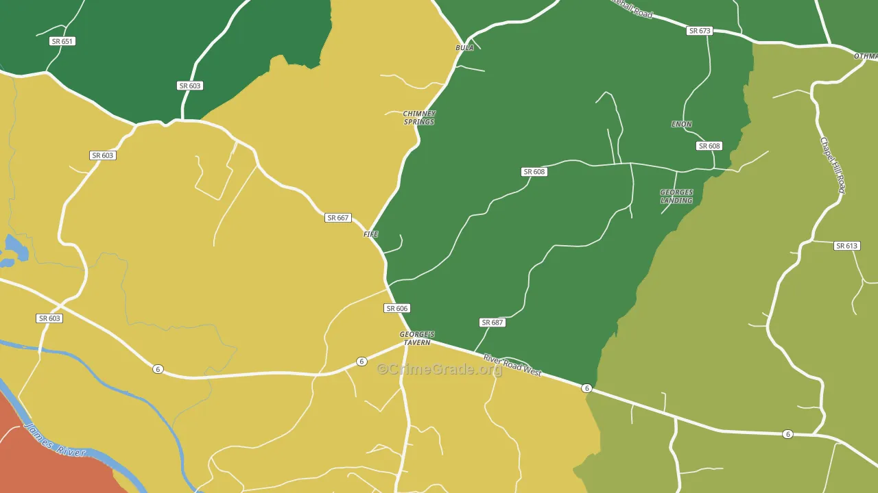 Georges Tavern, VA Map of Theft Rates