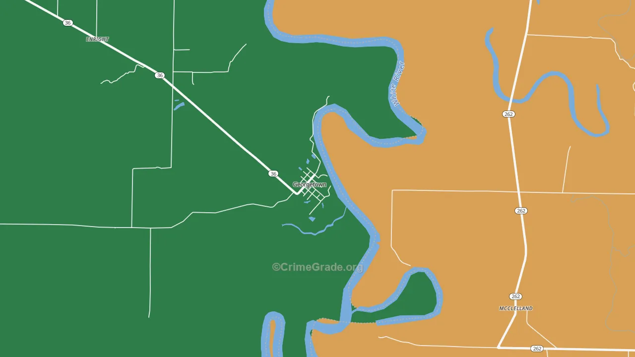 Georgetown, AR Map of Theft Rates