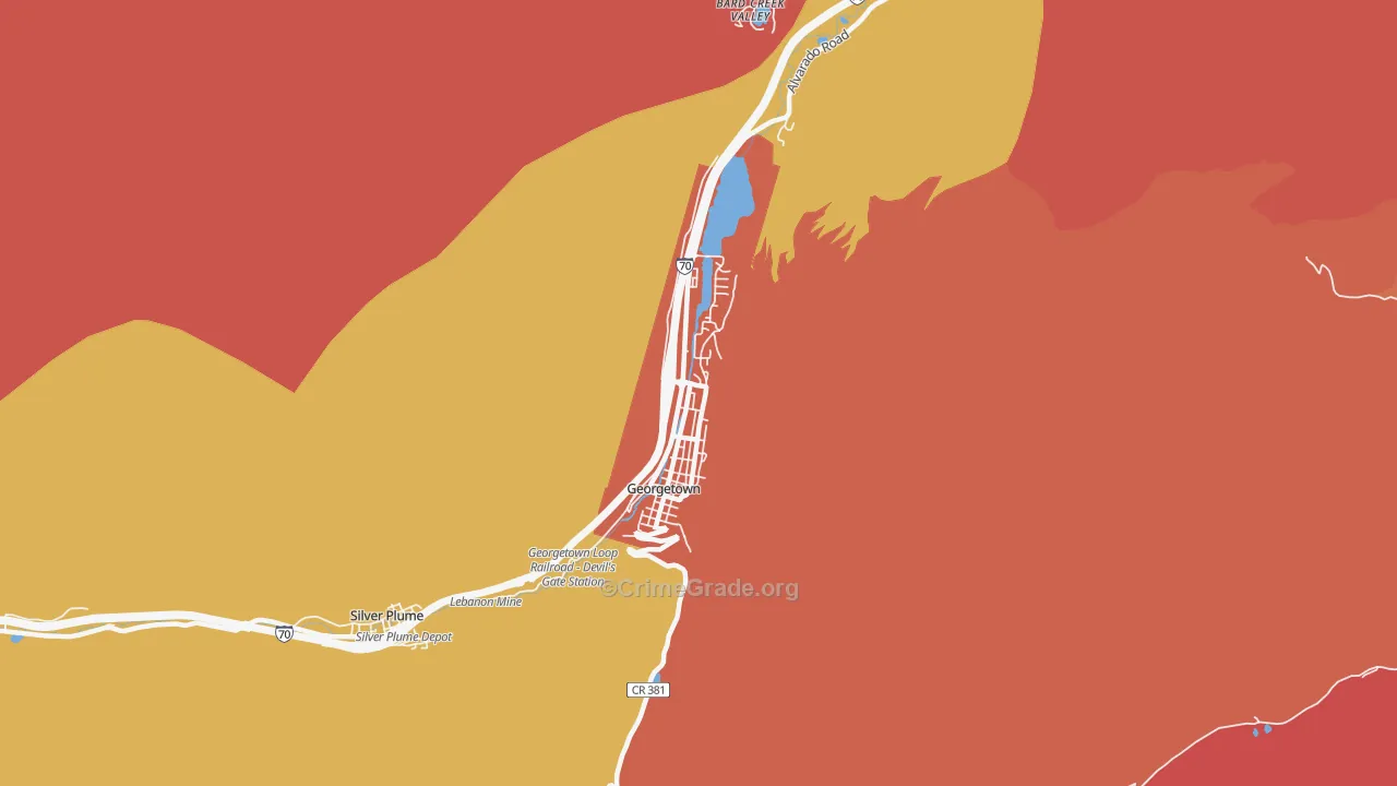 Georgetown, CO Map of Theft Rates