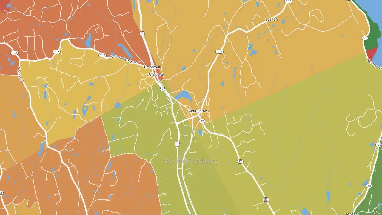 Georgetown, CT Map of Theft Rates