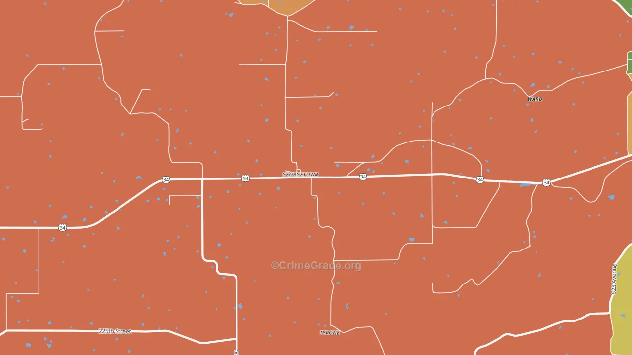 Georgetown, IA Map of Theft Rates
