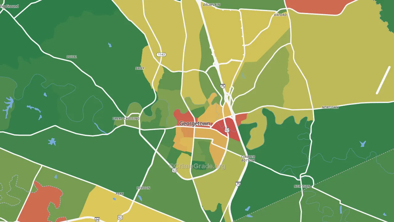Georgetown, KY Map of Theft Rates