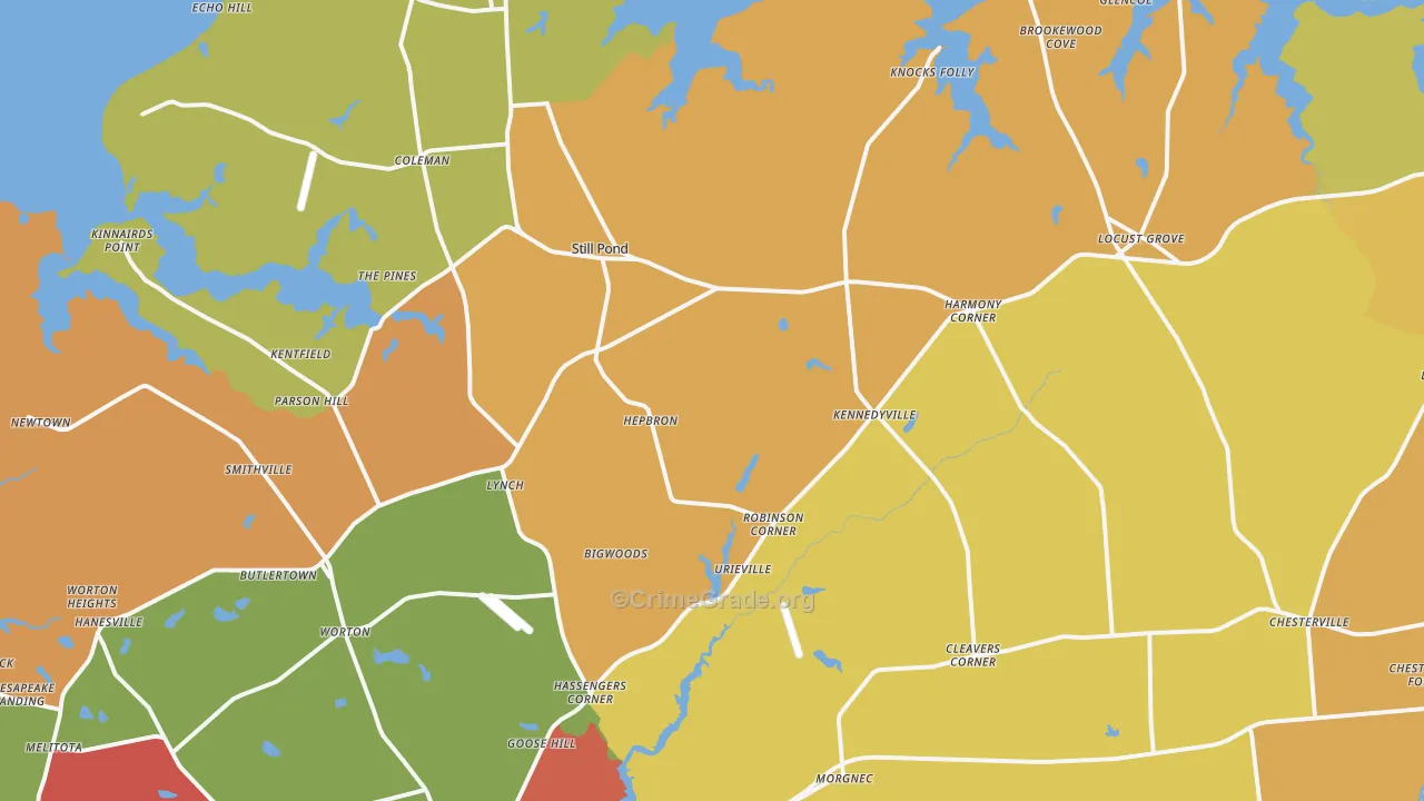 Georgetown, MD Map of Theft Rates