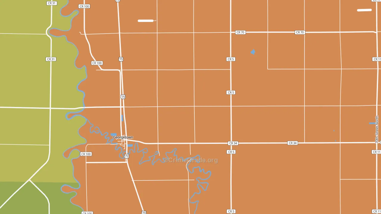 Georgetown, MN Map of Theft Rates