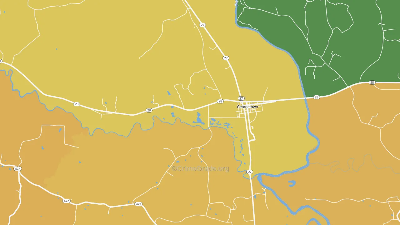 Georgetown, MS Map of Theft Rates
