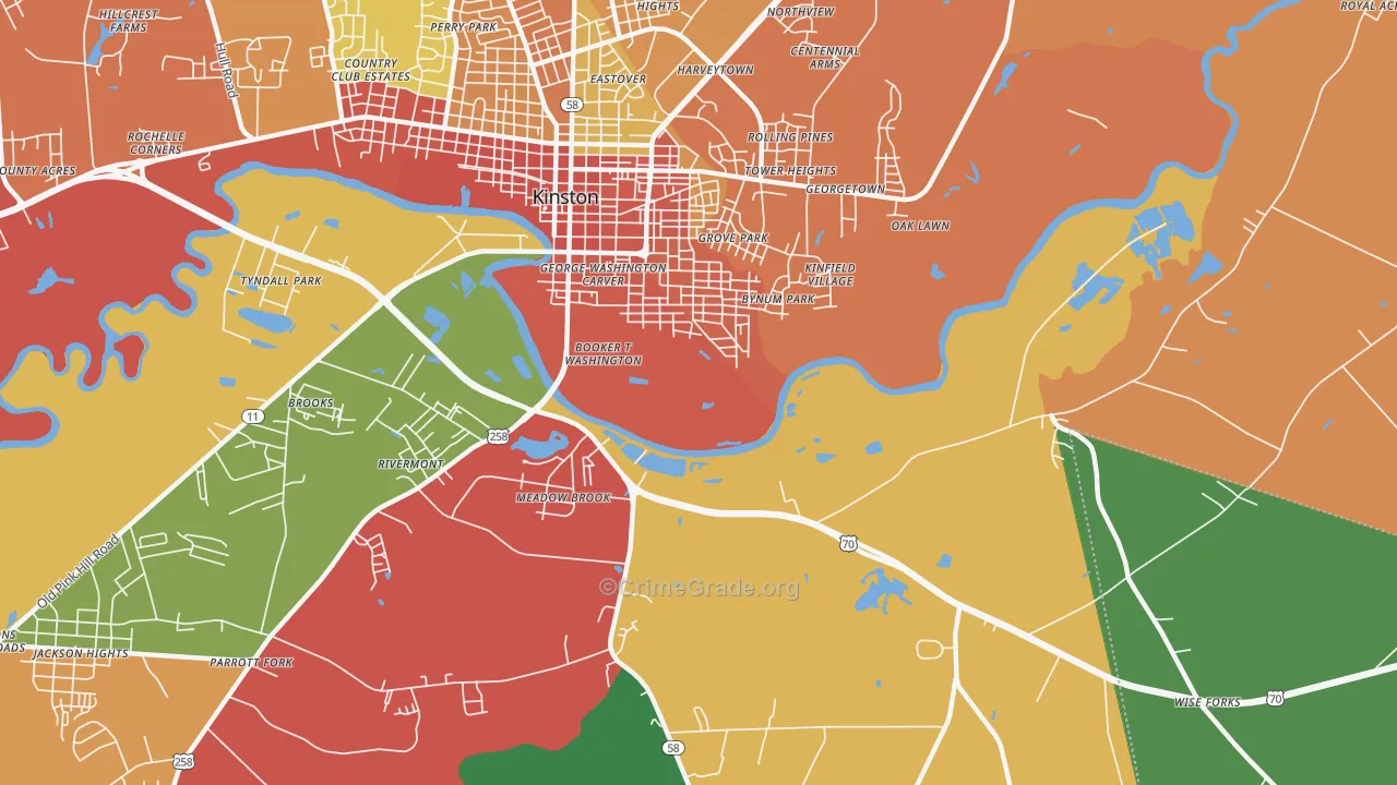 Georgetown, NC Map of Theft Rates