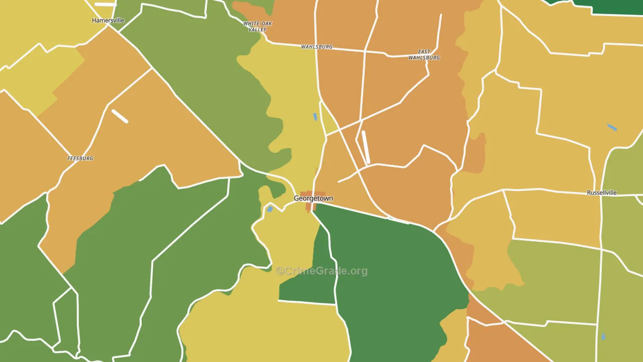 Georgetown, OH Map of Theft Rates