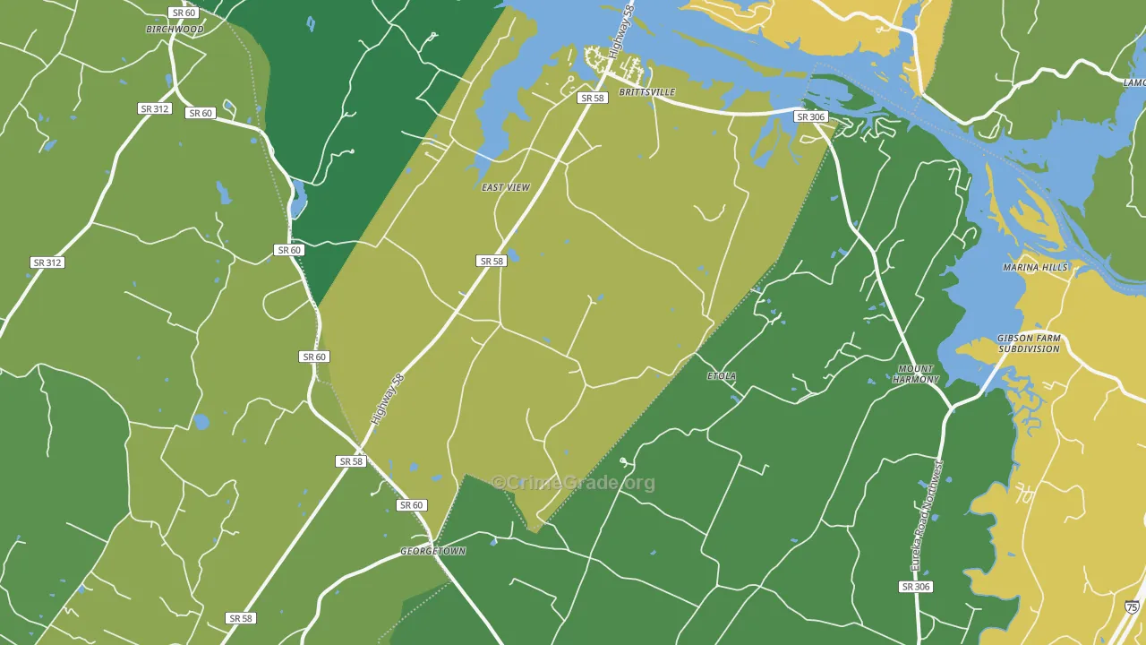 Georgetown, TN Map of Theft Rates