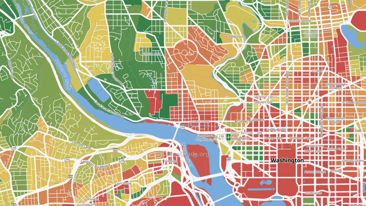 Georgetown, Washington, DC Map of Theft Rates