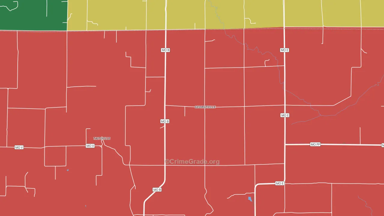 Georgeville, MO Map of Theft Rates