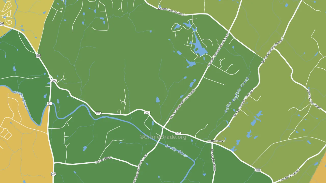 Georgeville, NC Map of Theft Rates