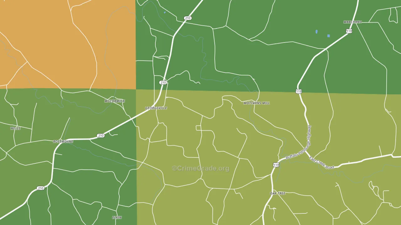 Georgeville, PA Map of Theft Rates