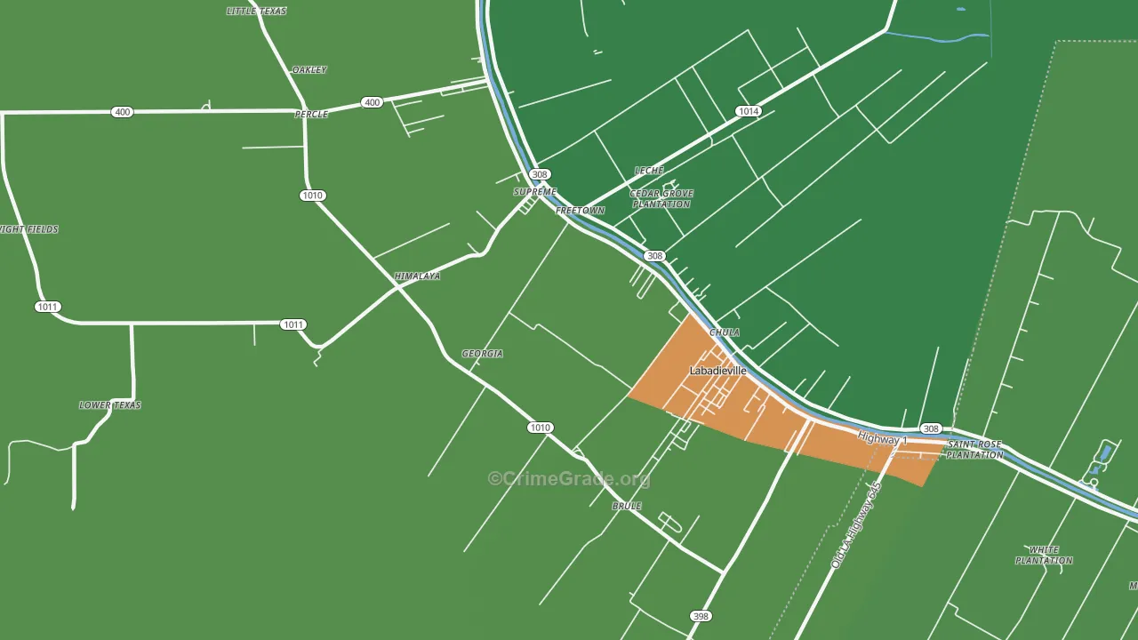 Georgia, LA Map of Theft Rates