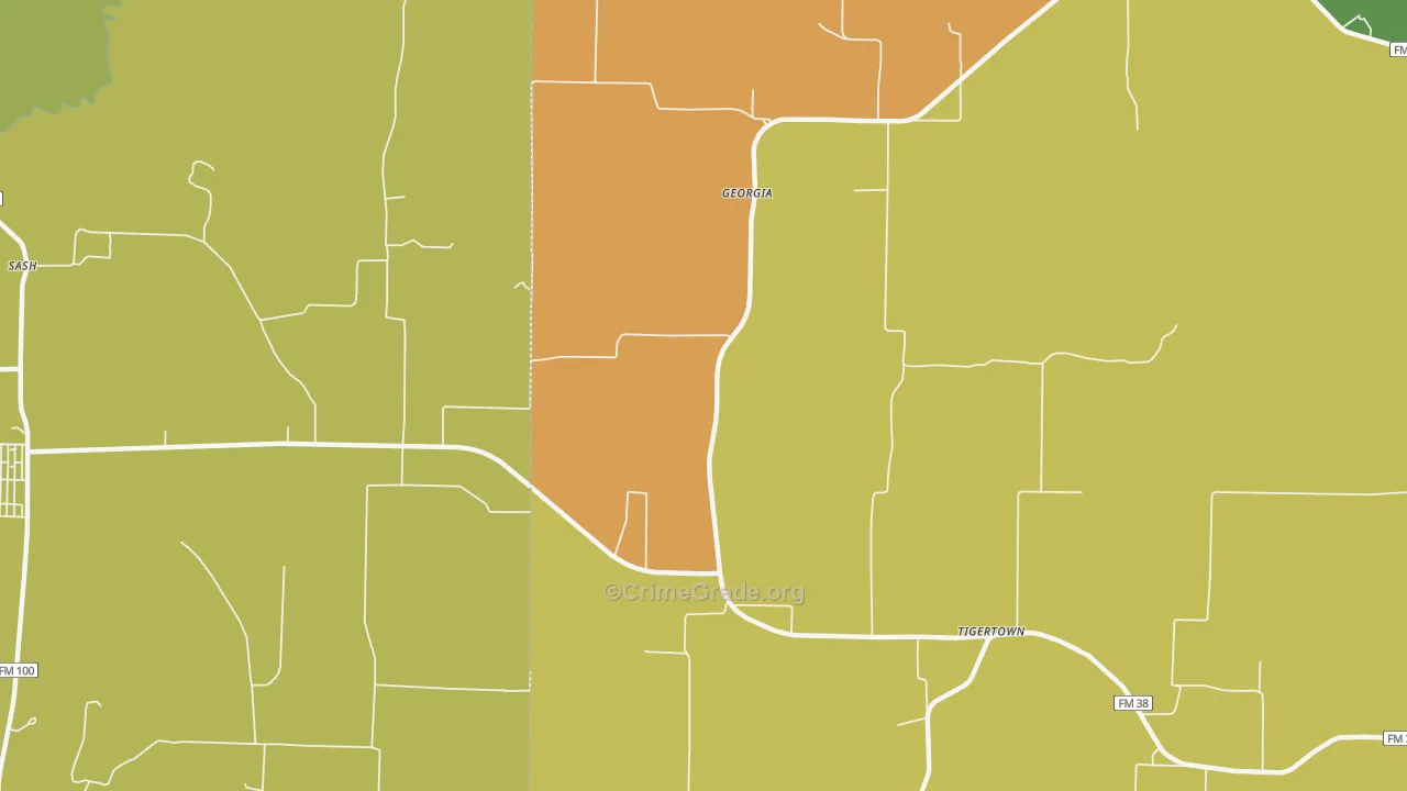 Georgia, TX Map of Theft Rates