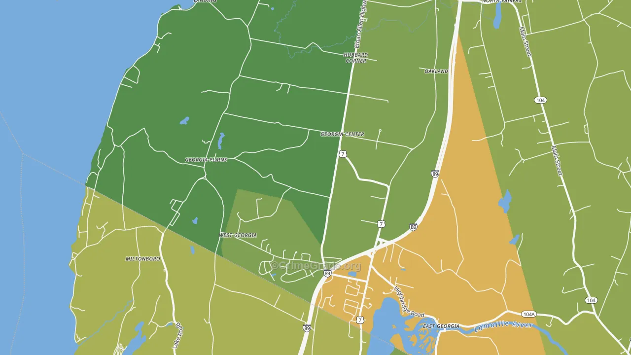Georgia, VT Map of Theft Rates
