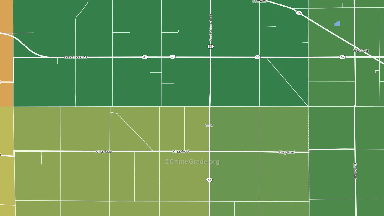 Gera, MI Map of Theft Rates