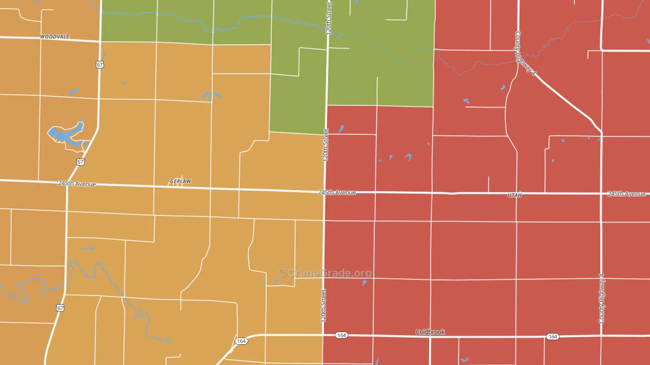 Gerlaw, IL Map of Theft Rates